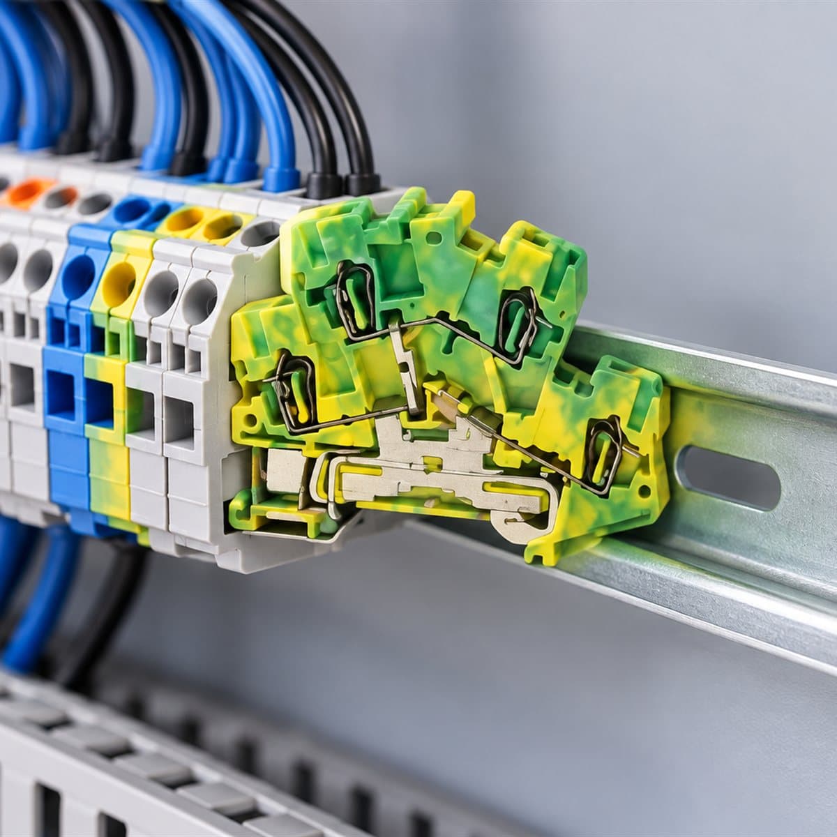 Chặn cuối thanh DIN 35mm cho cầu đấu Schneider đã lắp đặt trong nhà