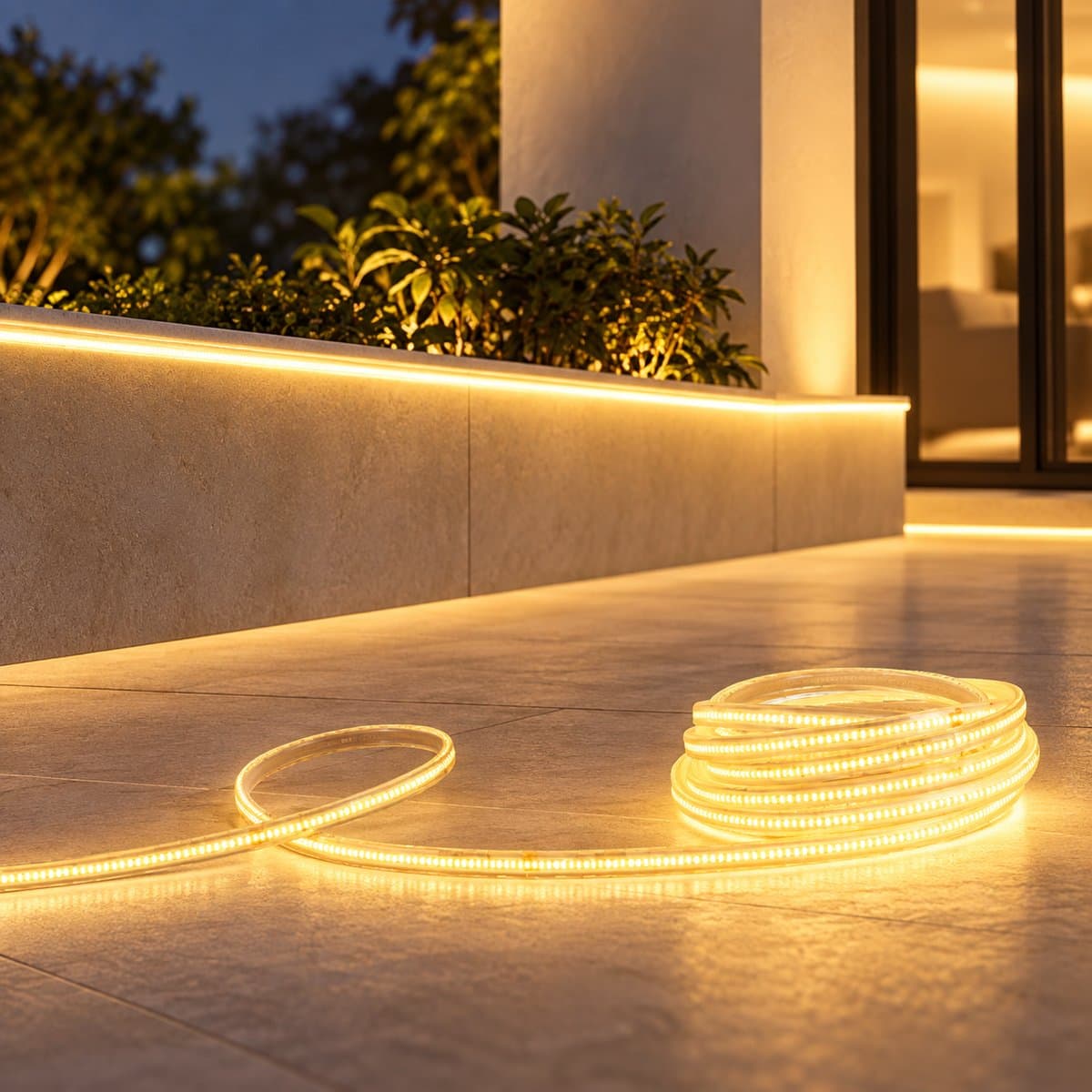 Đèn LED dây COB 220V HLS188 Philips đã lắp đặt, đang chiếu sáng