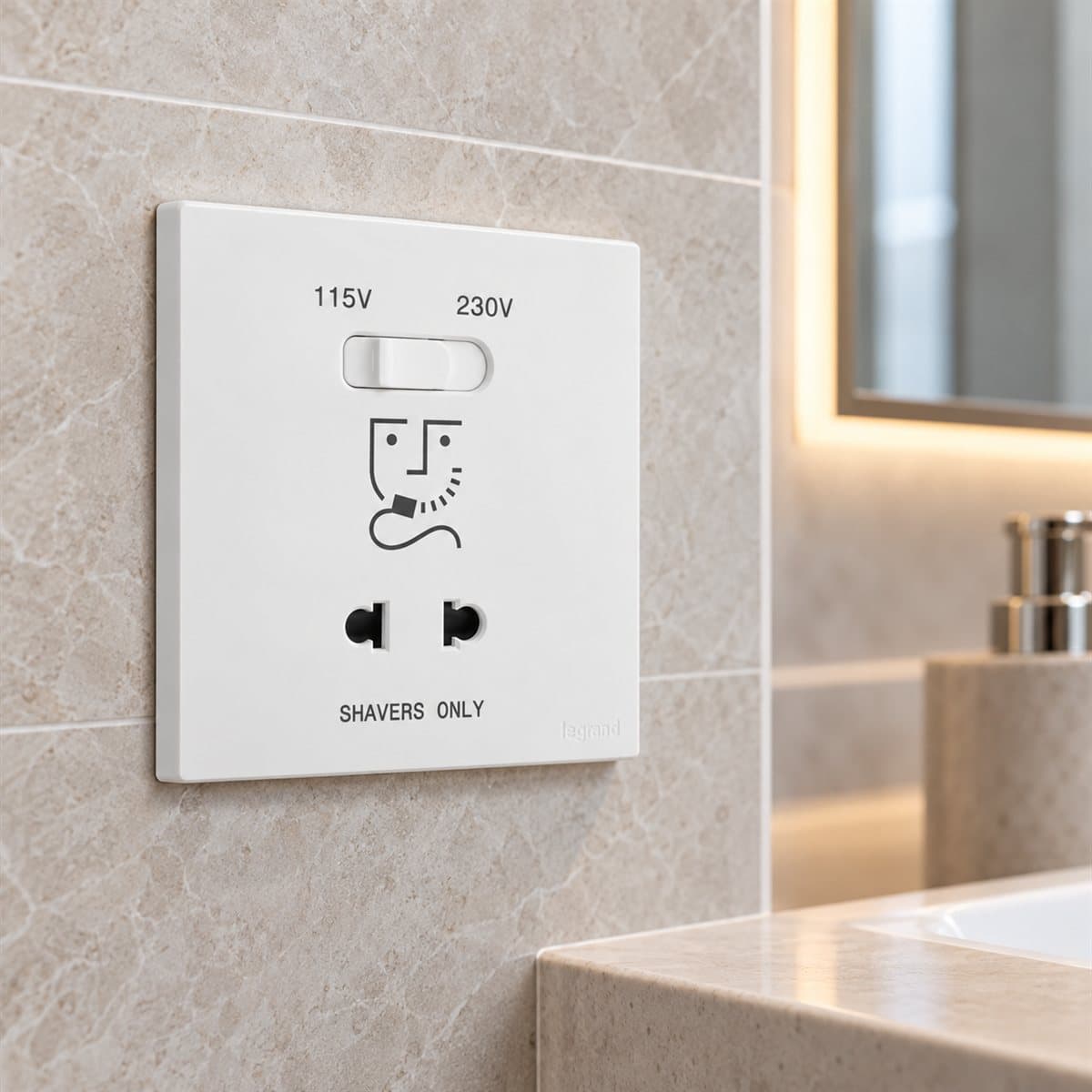 Ổ cắm dao cậu râu Obria Legrand đã lắp đặt trong nhà