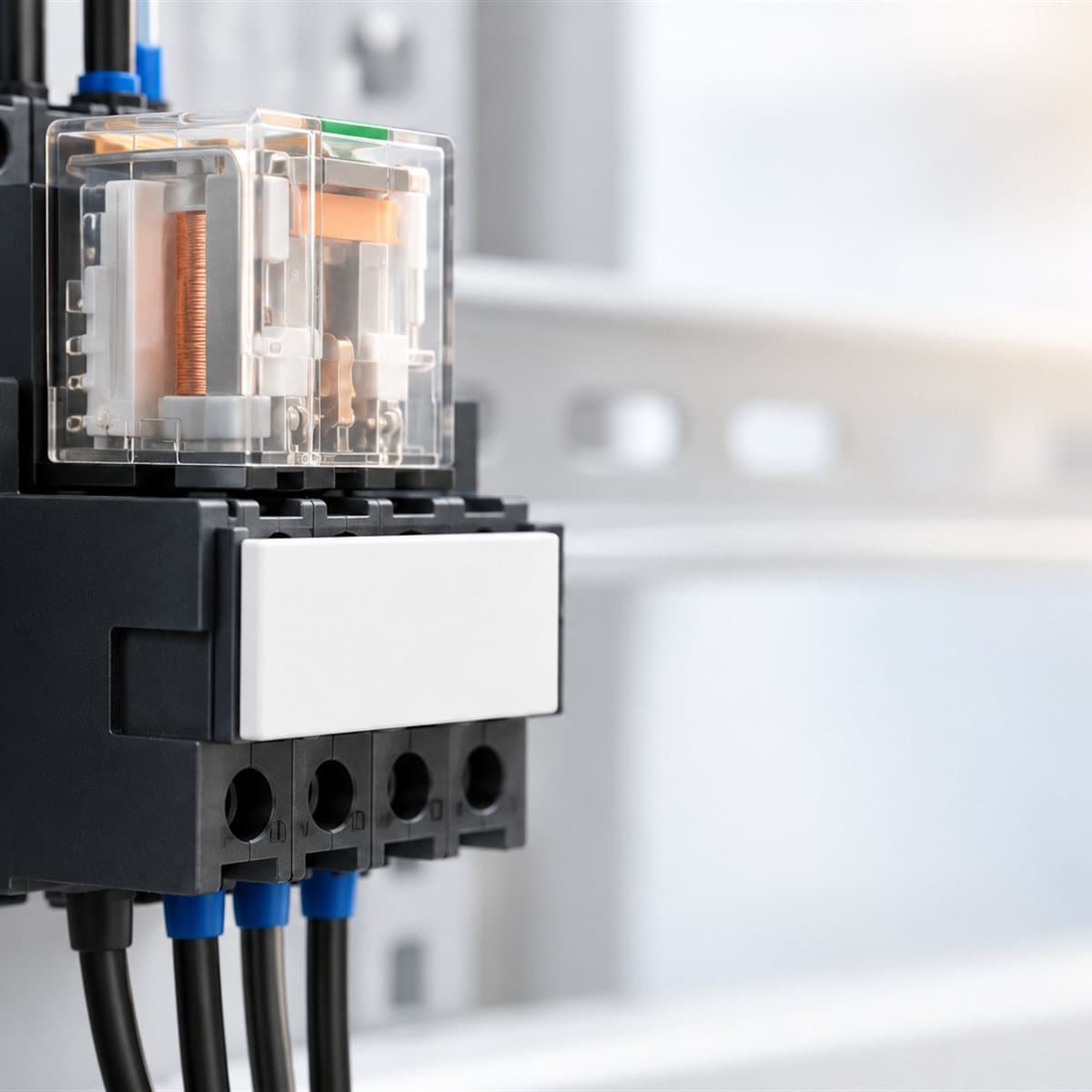 Nhãn ghi cho đế rơ le RXG/RSB Schneider đã lắp đặt trong nhà