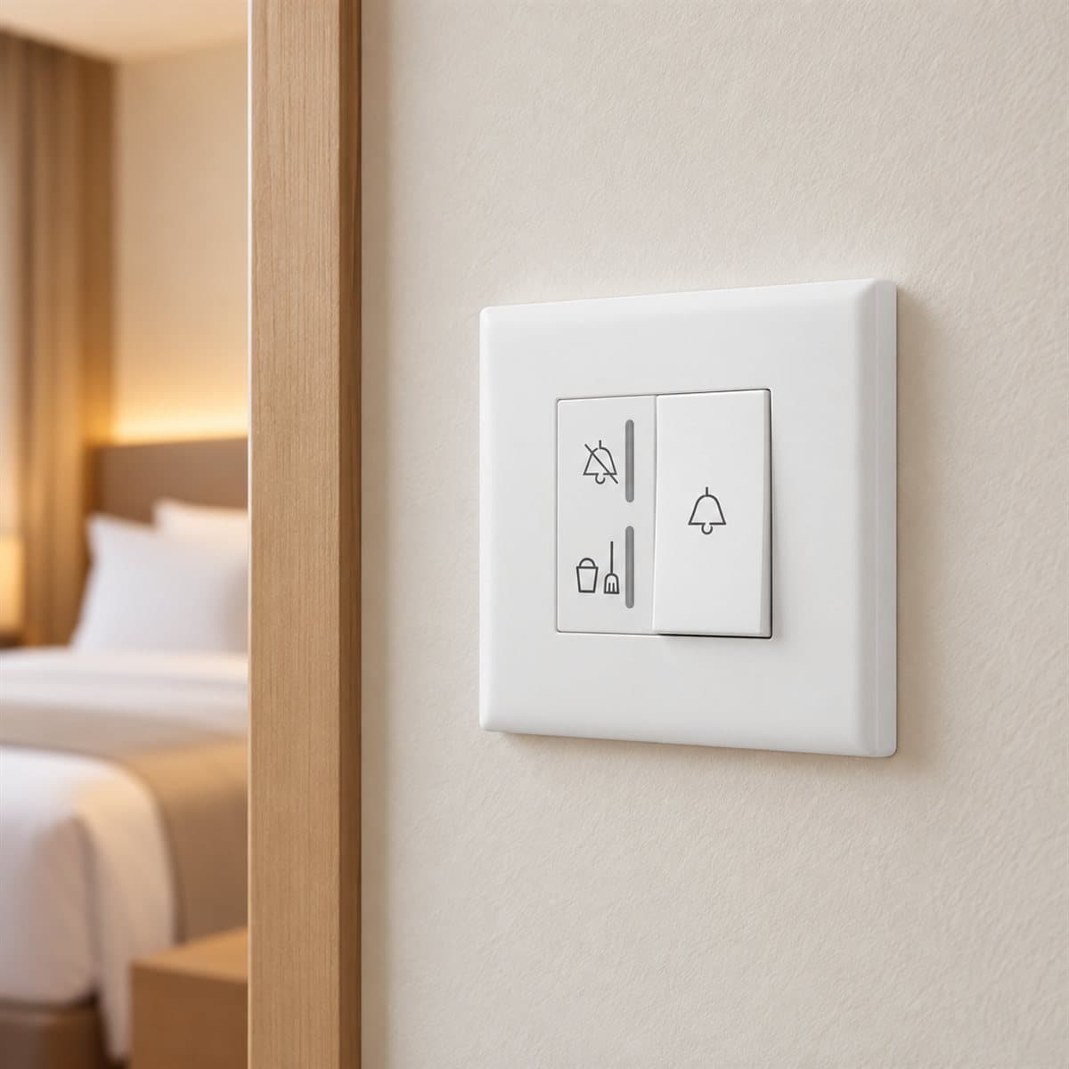 Nút nhấn chuông, đèn hiển thị DND, MUR Eloé Legrand đã lắp đặt trong nhà