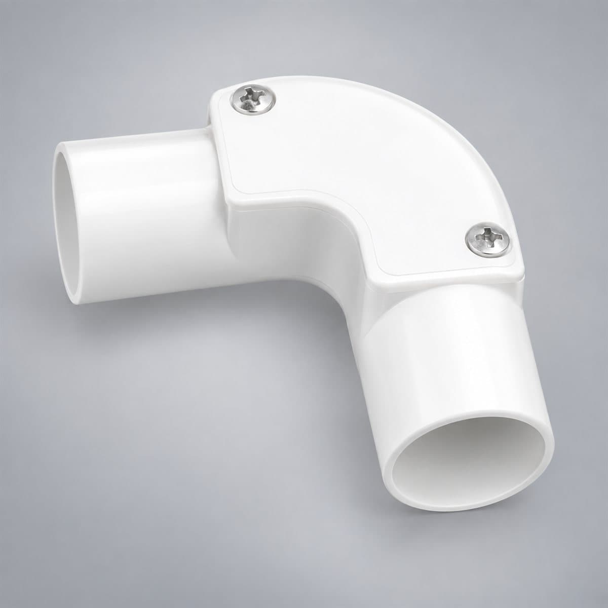 Co nối có nắp ống luồn PVC Panasonic chụp góc nghiêng 3/4, thấy rõ mặt và cạnh bên