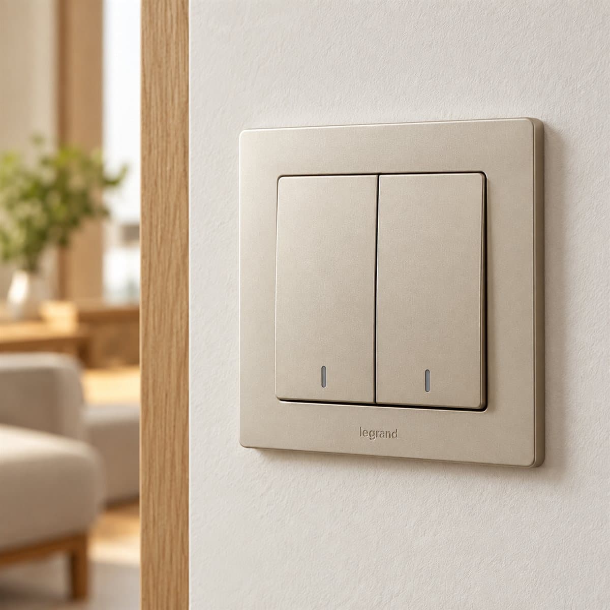 Công tắc đôi 2 chiều Obria Legrand đã lắp đặt trong nhà