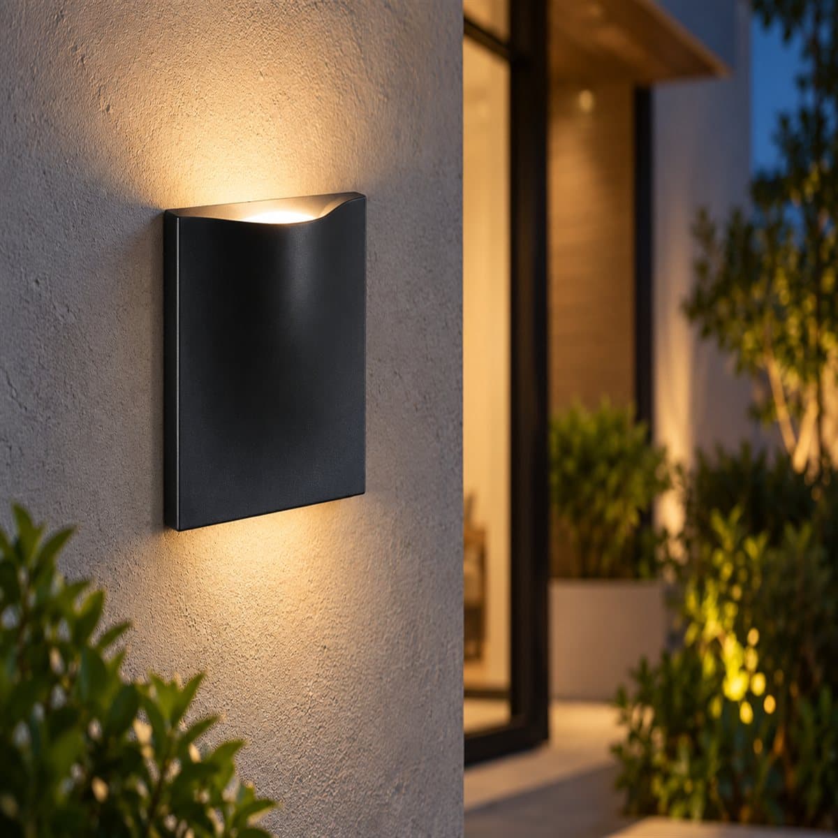 Đèn gắn tường ngoài trời LED NBL1141 Panasonic đã lắp đặt, đang chiếu sáng