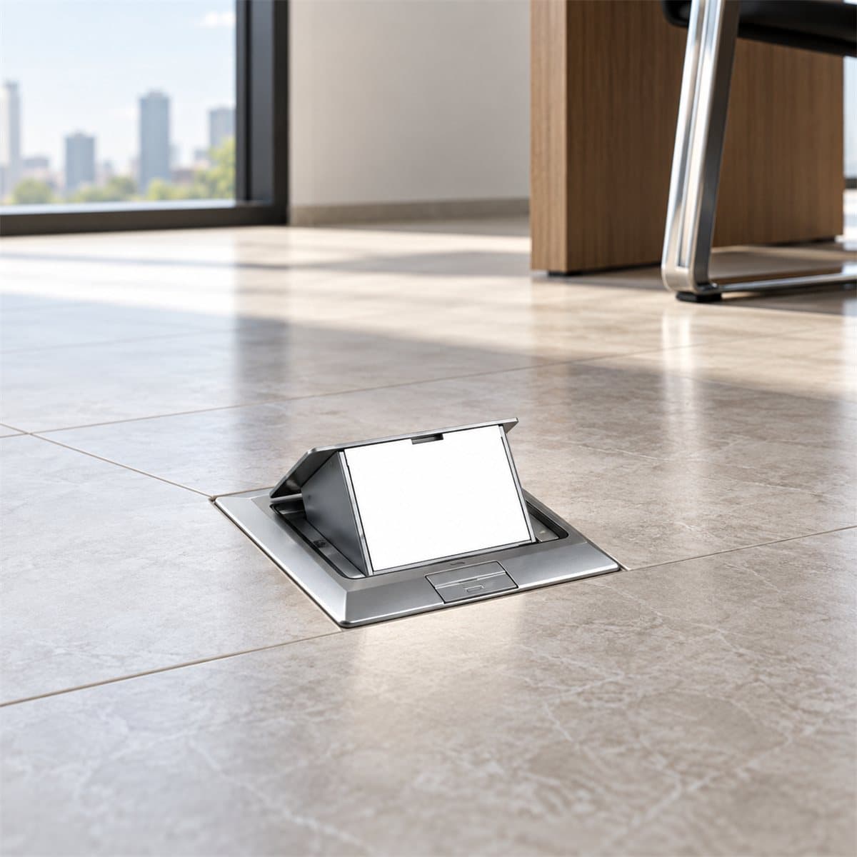 Ổ cắm âm sàn cho Concept Schneider đã lắp đặt trong nhà