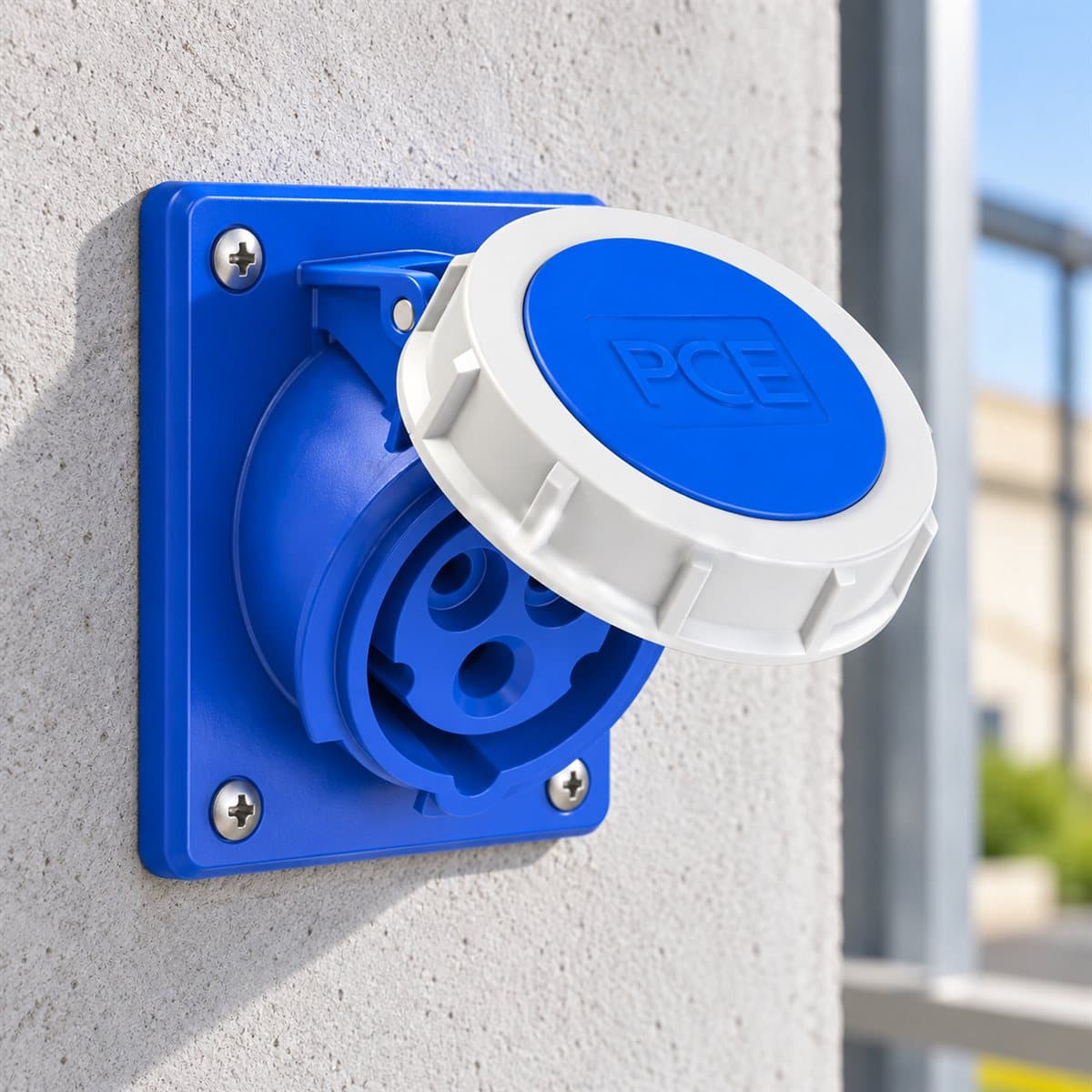 Ổ cắm gắn âm loại kín nước dạng nghiêng PCE Panasonic đã lắp đặt trong nhà