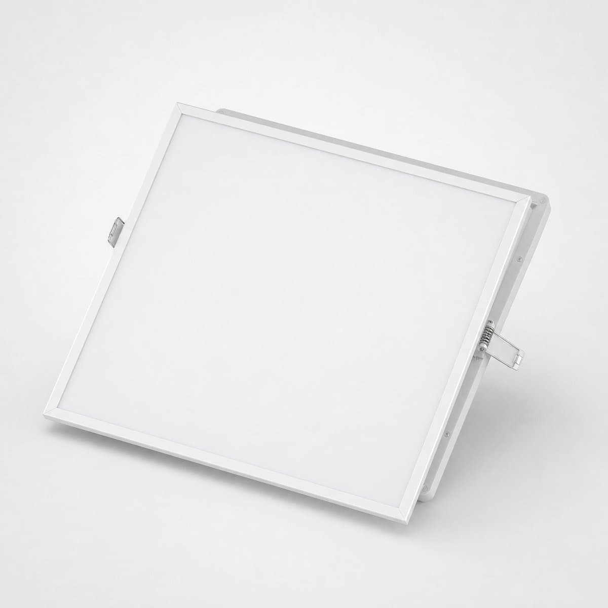Đèn LEDCOMFO Panel Visio chụp góc nghiêng 3/4, thấy rõ thân và mặt bên