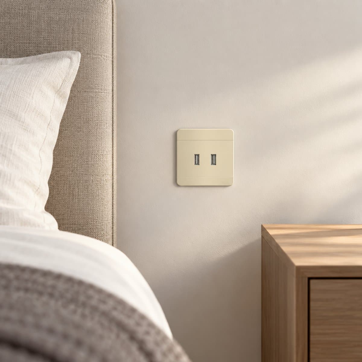 Ổ sạc USB đôi 2.1A AvatarOn Schneider đã lắp đặt trong nhà