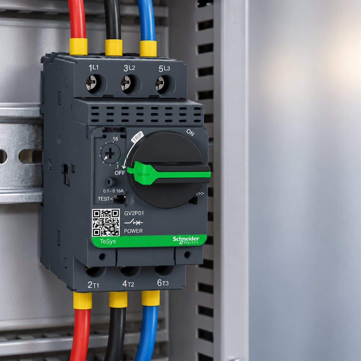 CB bảo vệ động cơ TeSys GV2P núm xoay Schneider đã lắp đặt trong nhà