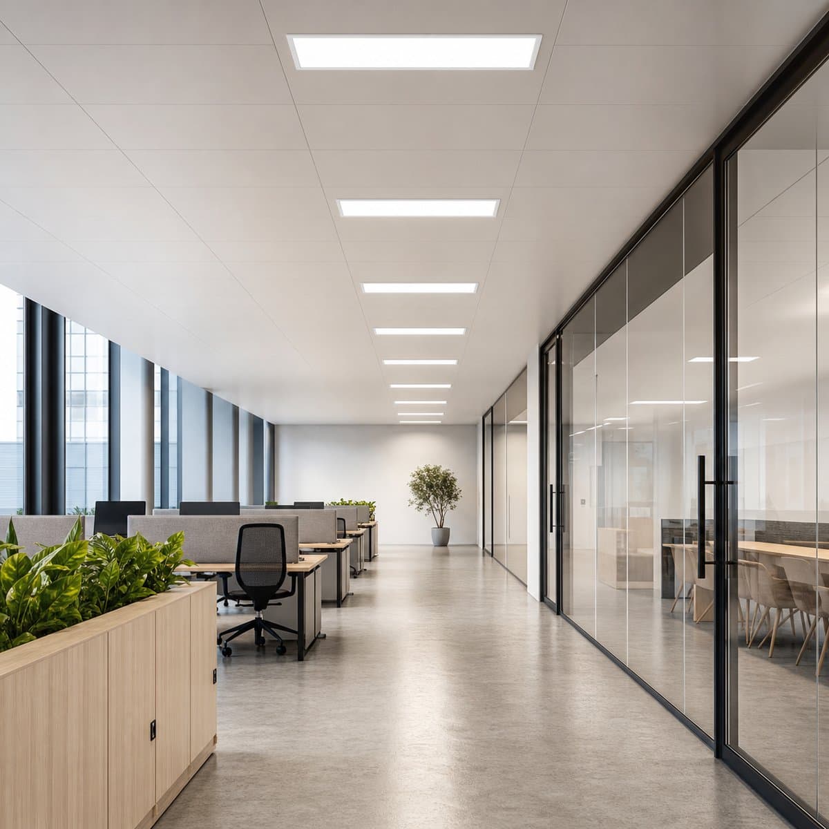 SIMPLITZ Panel Optimum đã lắp đặt, ứng dụng offices, schools, banks, stores, public buildings, đang chiếu sáng