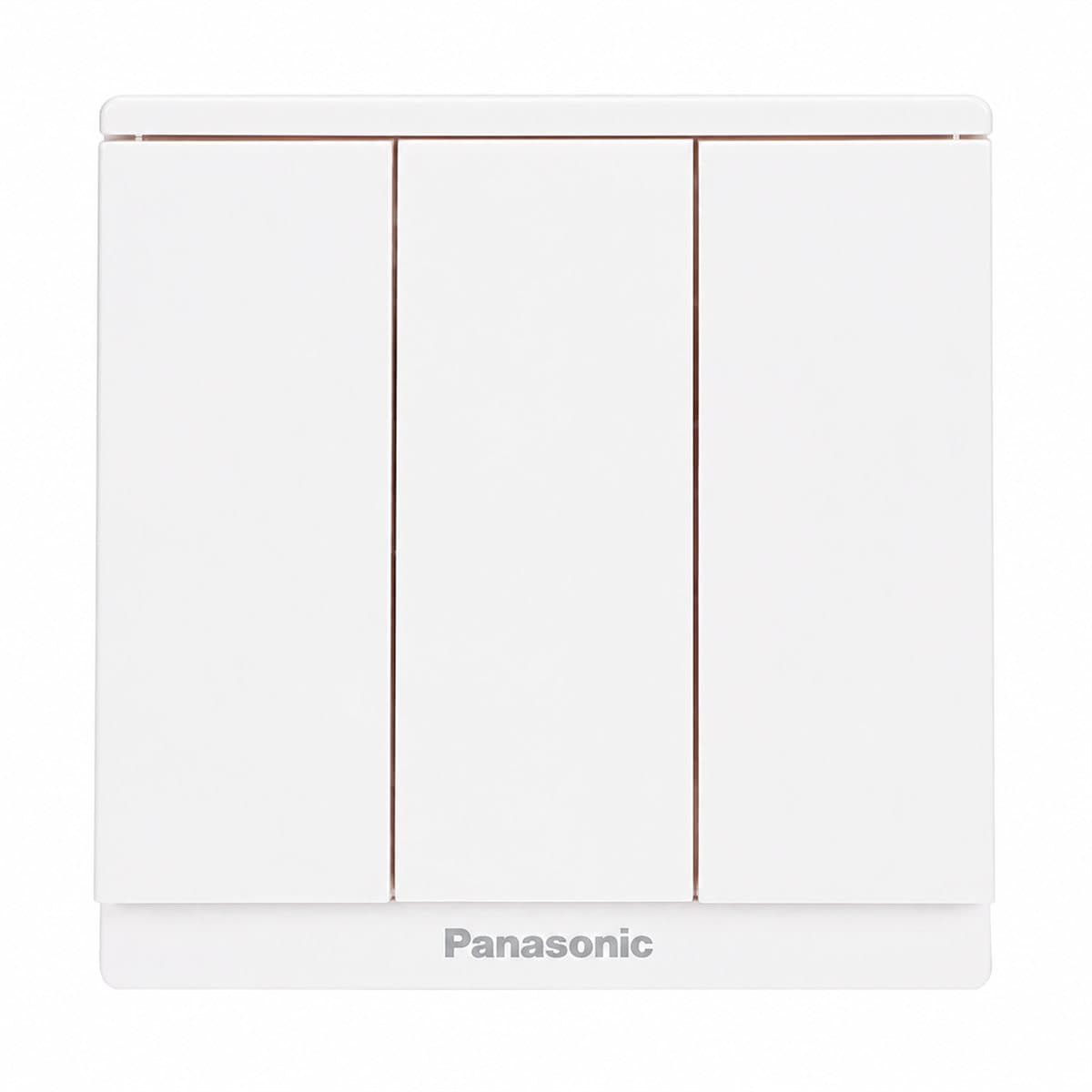 Bộ 3 công tắc B, 1 chiều, bắt vít Moderva Panasonic trên nền trắng, ảnh sản phẩm chính diện