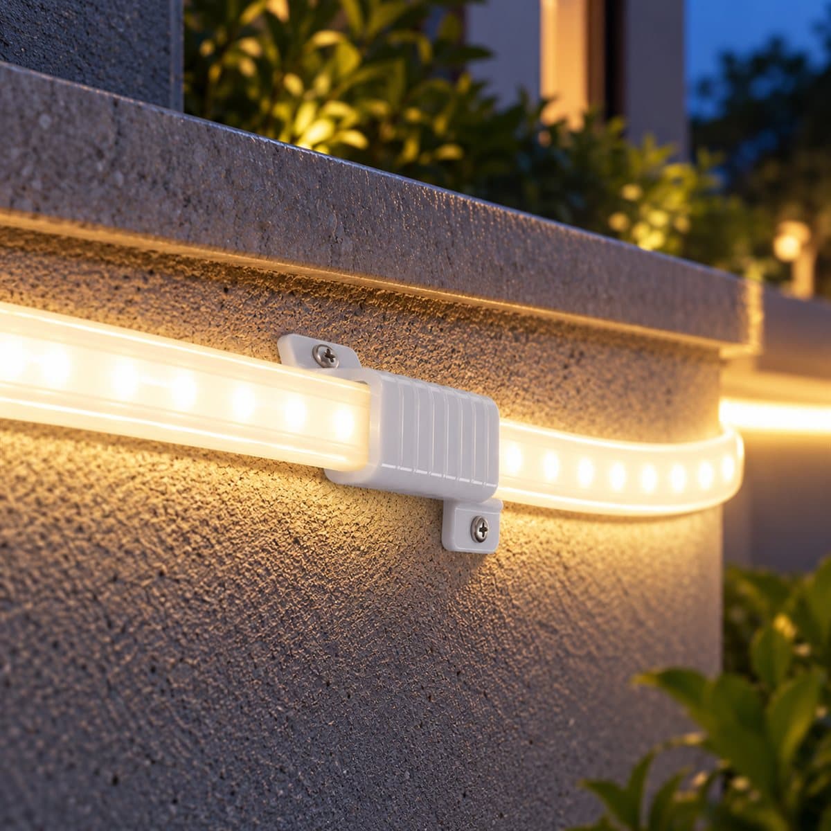 Nút bít LED dây ngoài trời Panasonic đã lắp đặt, đang chiếu sáng