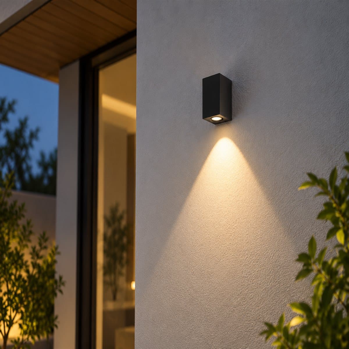 Đèn gắn tường ngoài trời LED NBL2622 Panasonic đã lắp đặt, đang chiếu sáng