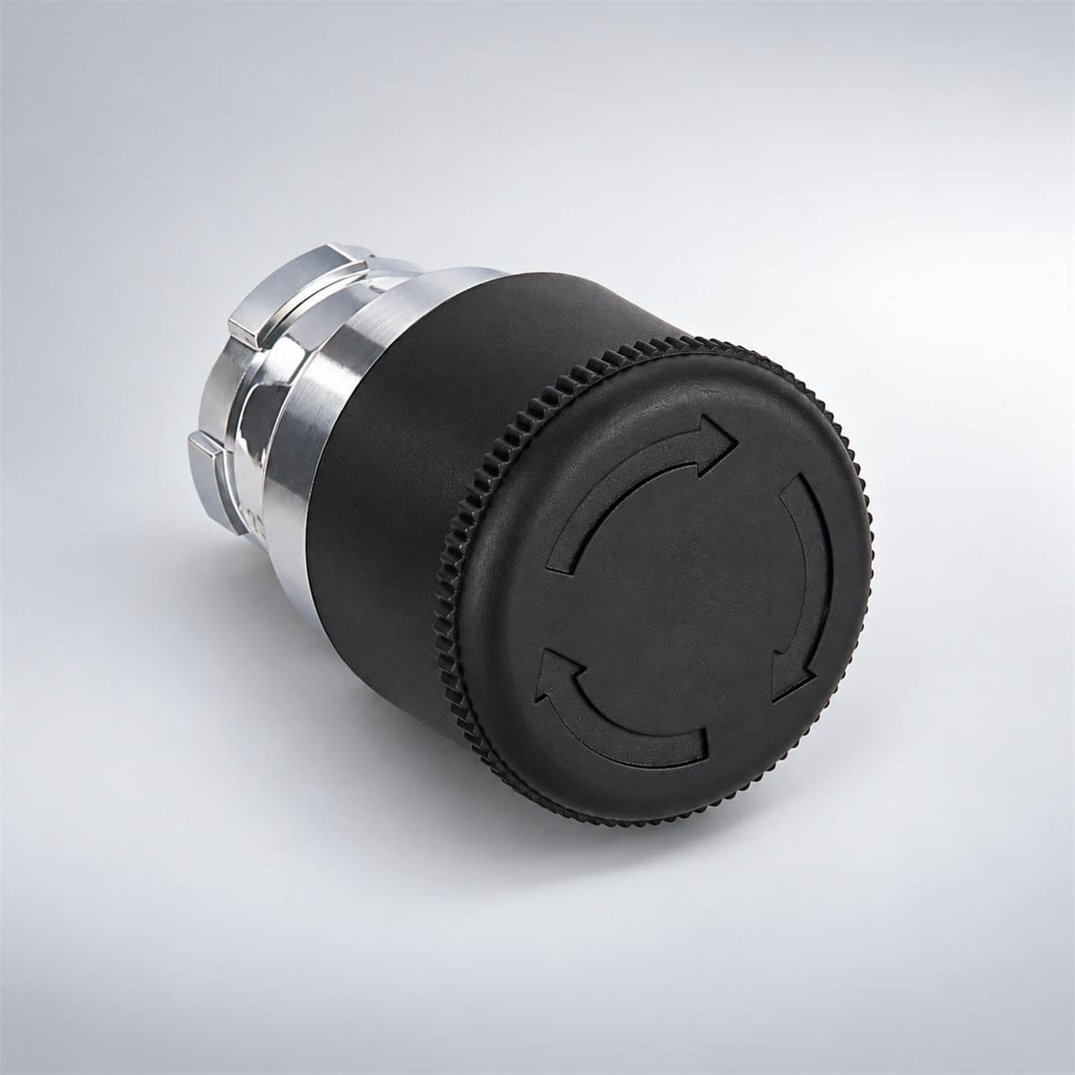 Đầu nút nhấn giữ Easy Harmony XB2 Schneider chụp góc nghiêng 3/4, thấy rõ mặt và cạnh bên