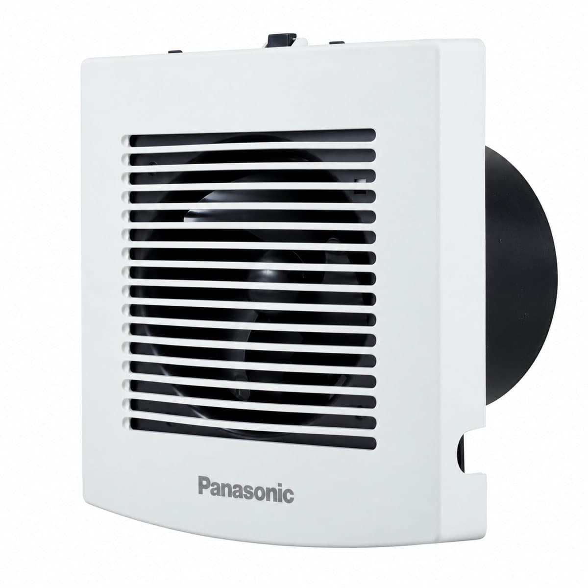 Quạt hút nhà tắm không có lá lật Panasonic trên nền trắng, ảnh sản phẩm chính diện