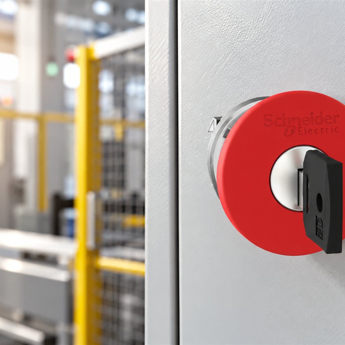 Đầu nút dừng khẩn nhả bằng chìa Harmony XB4 Schneider đã lắp đặt trong nhà