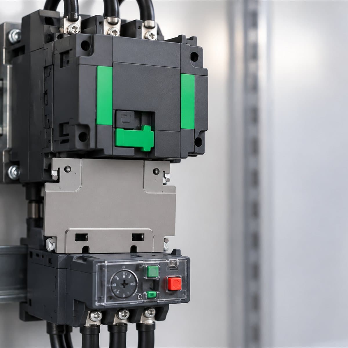 Đế lắp ghép rơ le với contactor TeSys Giga Schneider đã lắp đặt trong nhà