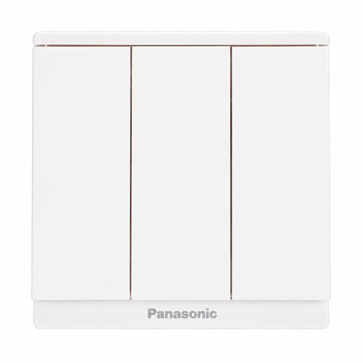 Bộ 3 công tắc C, 2 chiều, bắt vít Moderva Panasonic trên nền trắng, ảnh sản phẩm chính diện