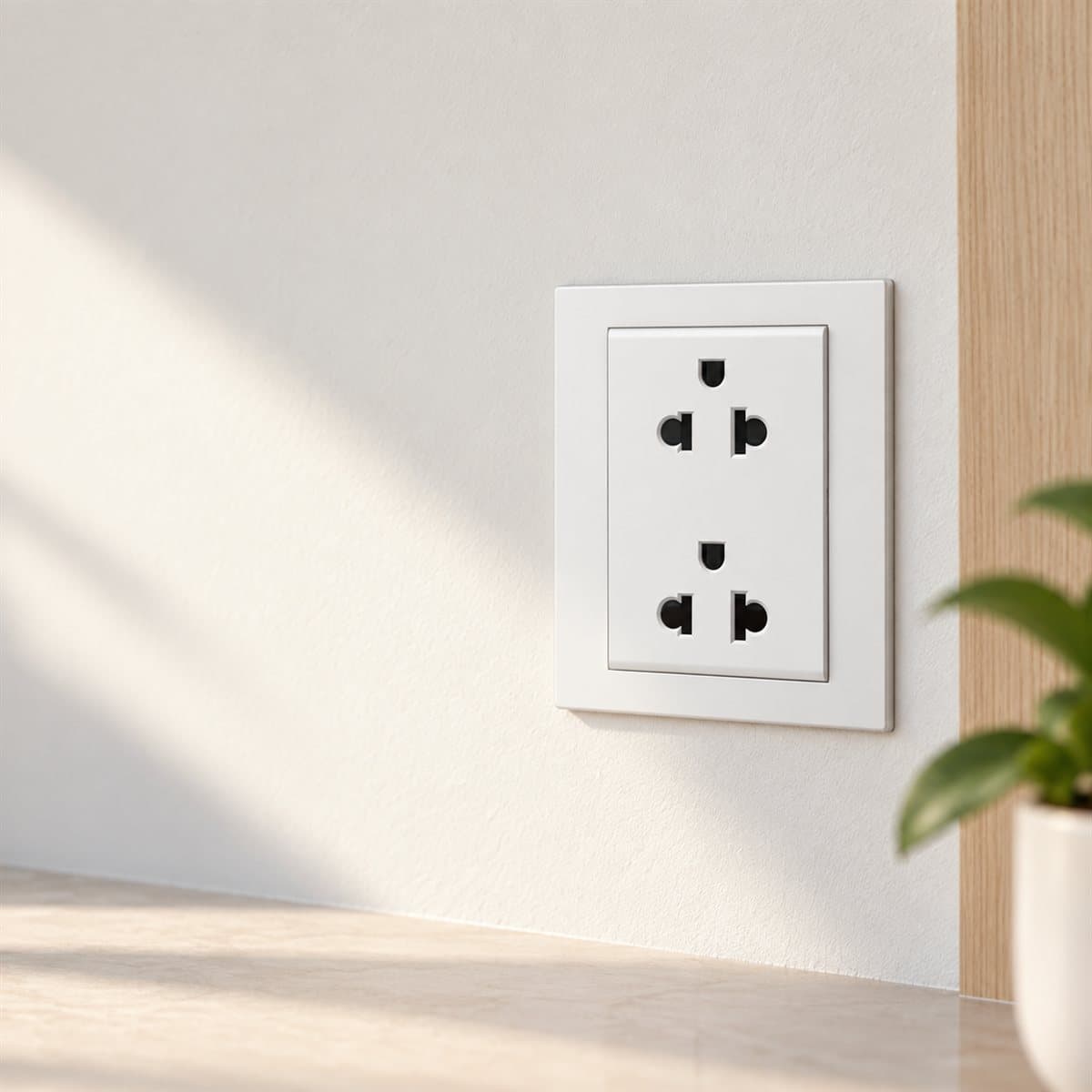 Ổ cắm 3 chấu đôi Vivace Schneider đã lắp đặt trong nhà
