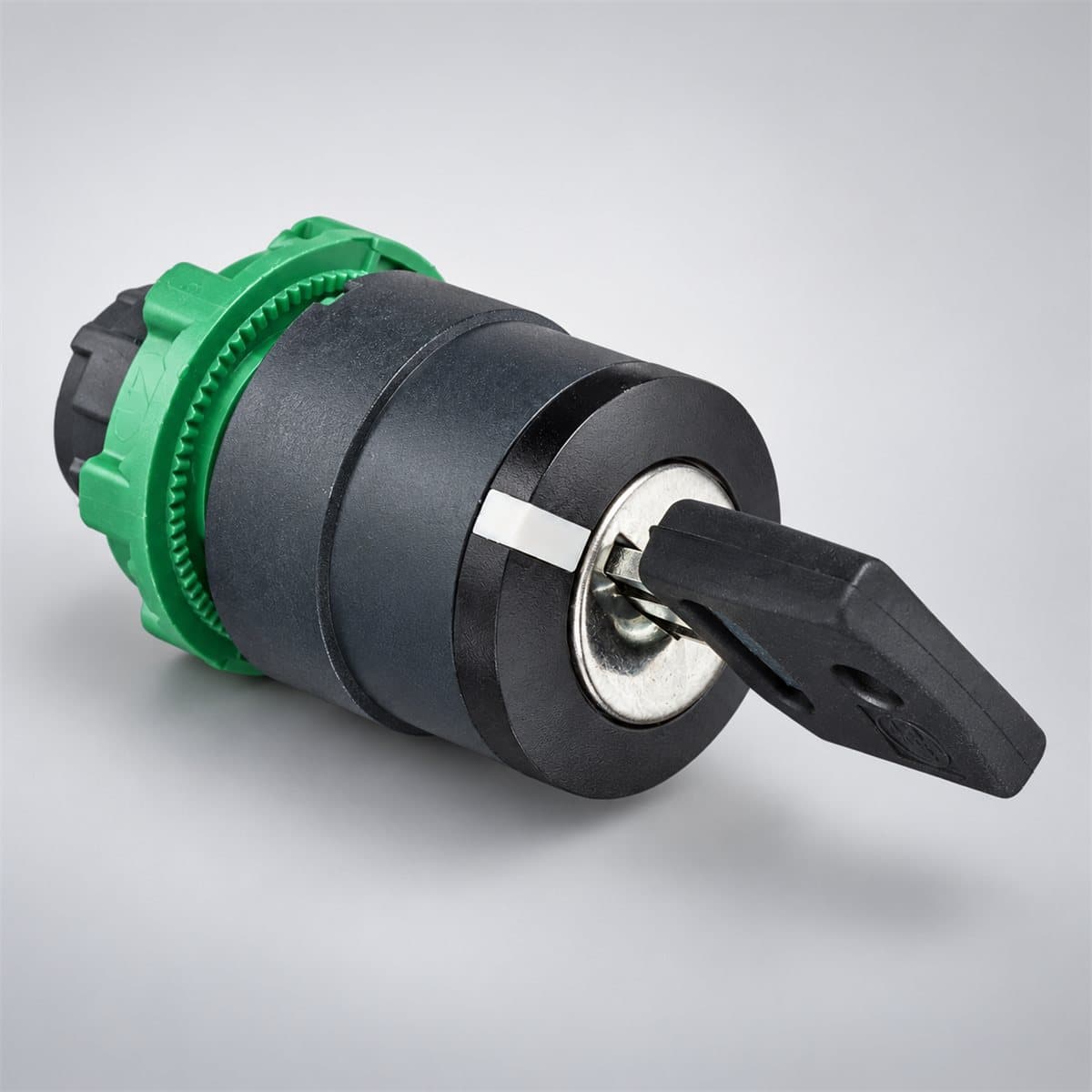 Đầu công tắc chìa khoá (lắp ráp) Harmony XB5 Ø22 Schneider chụp góc nghiêng 3/4, thấy rõ mặt và cạnh bên