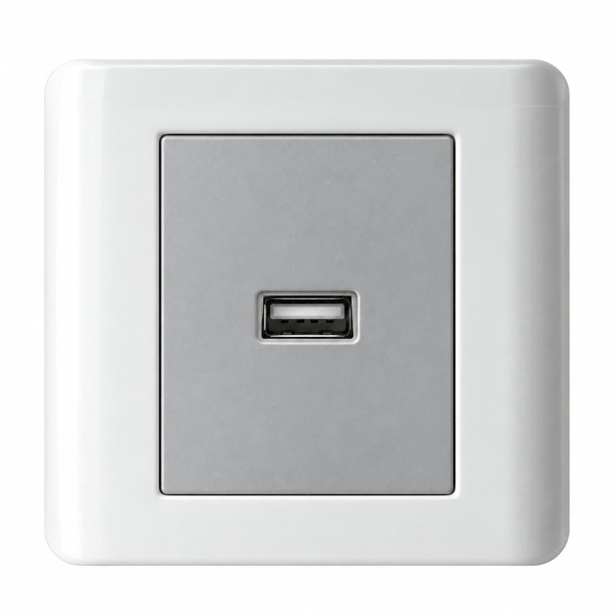 Ổ sạc USB đơn 2.1A ZENcelo Schneider trên nền trắng, ảnh sản phẩm chính diện