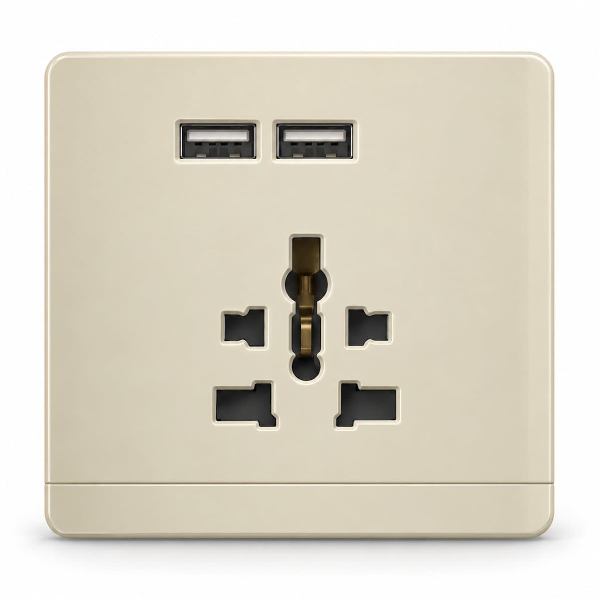Ổ cắm đa năng + sạc USB AvatarOn Schneider trên nền trắng, ảnh sản phẩm chính diện
