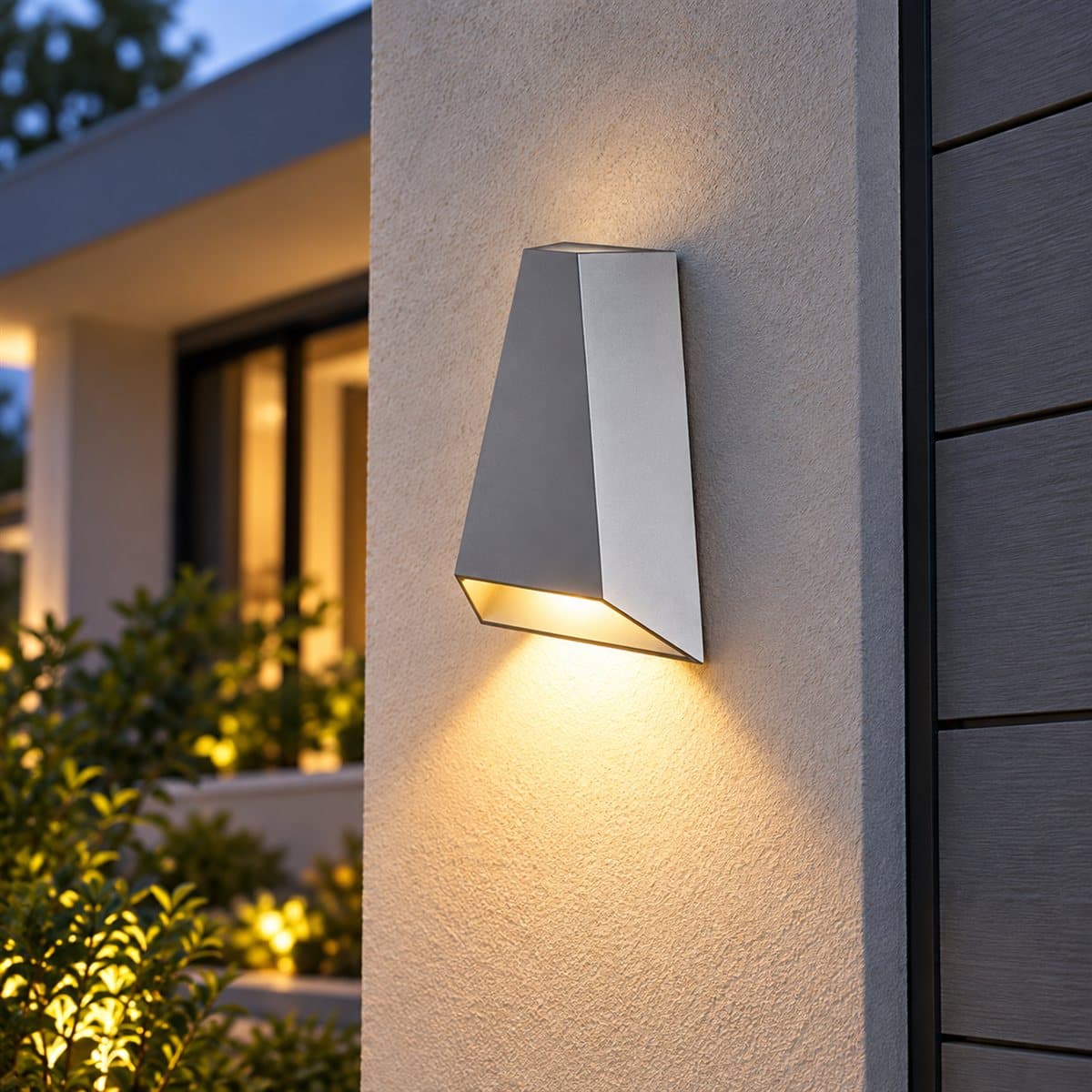 Đèn gắn tường ngoài trời LED NBL2553 Panasonic đã lắp đặt, đang chiếu sáng