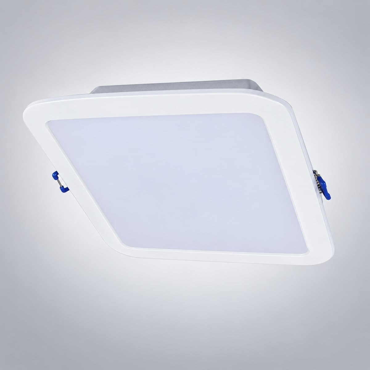 Đèn LED âm trần DN027B G3 vuông Philips chụp góc nghiêng 3/4, thấy rõ thân và cạnh bên