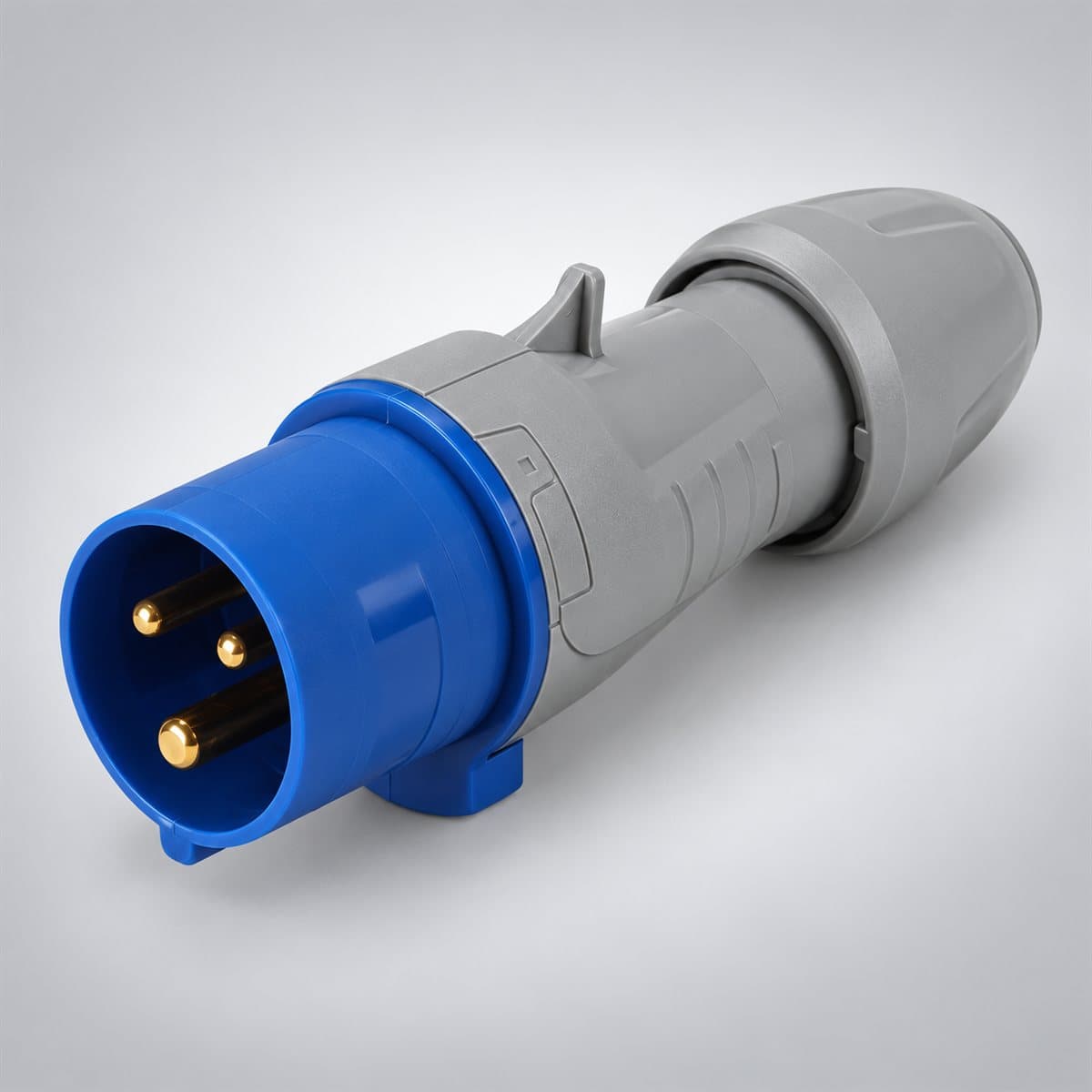 Phích cắm công nghiệp P17 Tempra Pro Legrand chụp góc nghiêng 3/4, thấy rõ mặt và cạnh bên