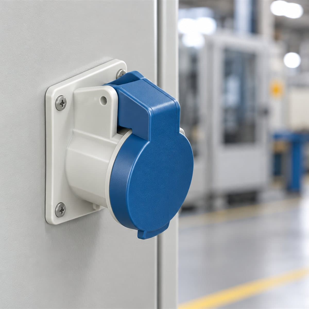 Ổ cắm gắn tủ thẳng công nghiệp PK Schneider đã lắp đặt trong nhà