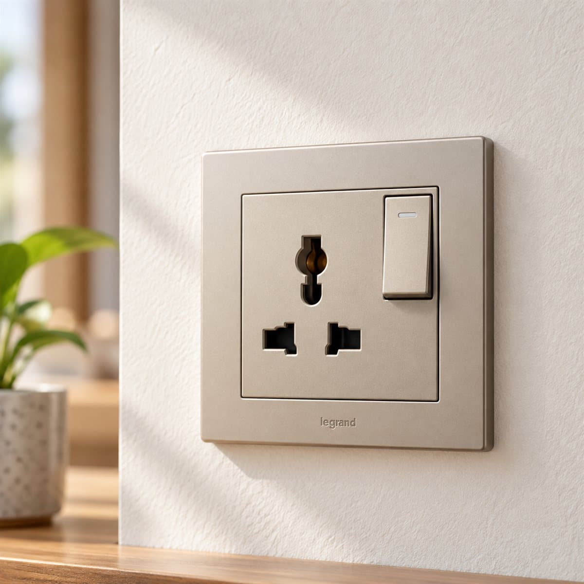 1G MULTISTANDARD + EURO-US SWITCHED SOCKET Obria Legrand đã lắp đặt trong nhà