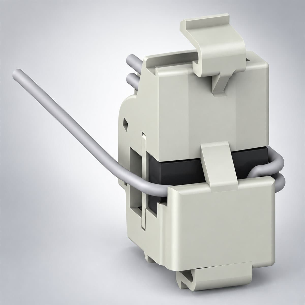 Tiếp điểm phụ & cảnh báo cho EasyPact EZC100 Schneider chụp góc nghiêng 3/4, thấy rõ mặt và cạnh bên