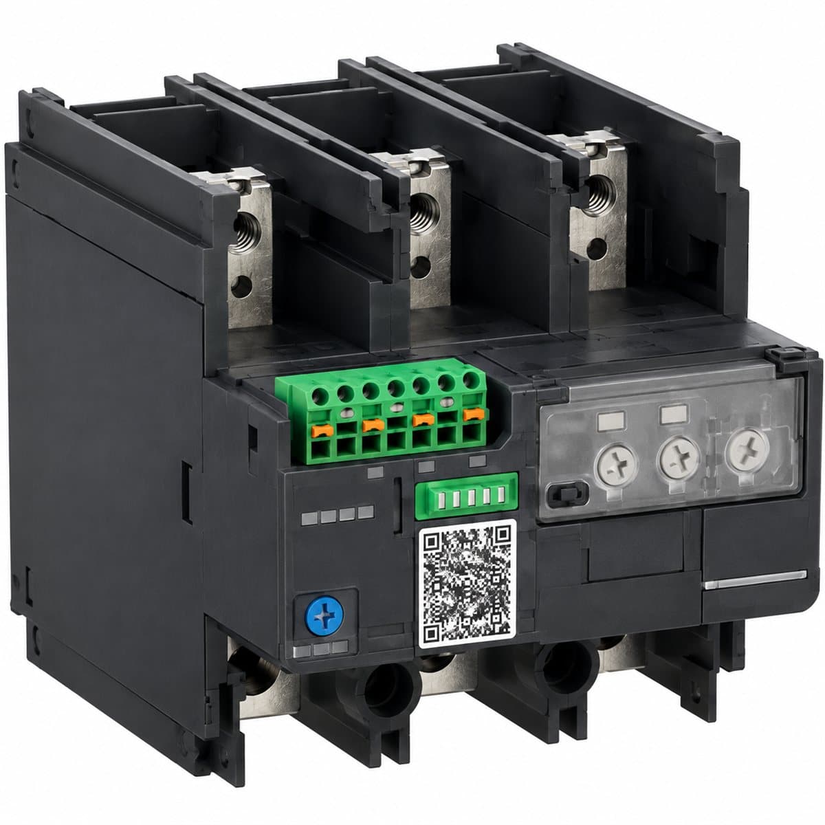 Rơ le quá tải điện tử TeSys Giga LR9G Schneider trên nền trắng, ảnh sản phẩm chính diện