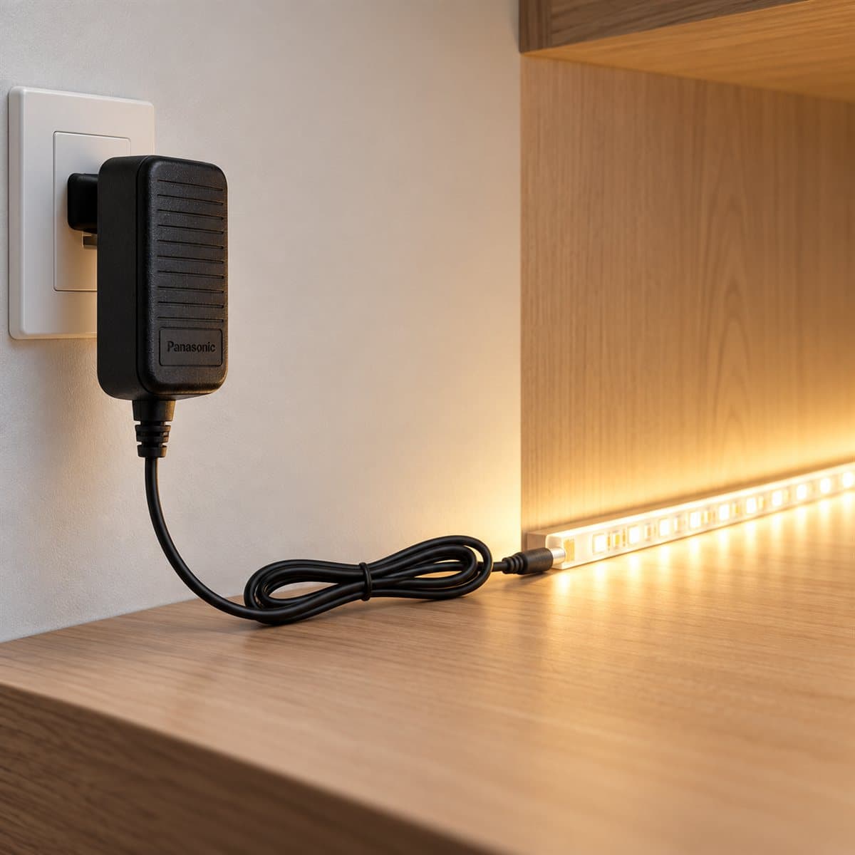 Bộ nguồn LED dây DC24V trực tiếp Panasonic đã lắp đặt, đang chiếu sáng