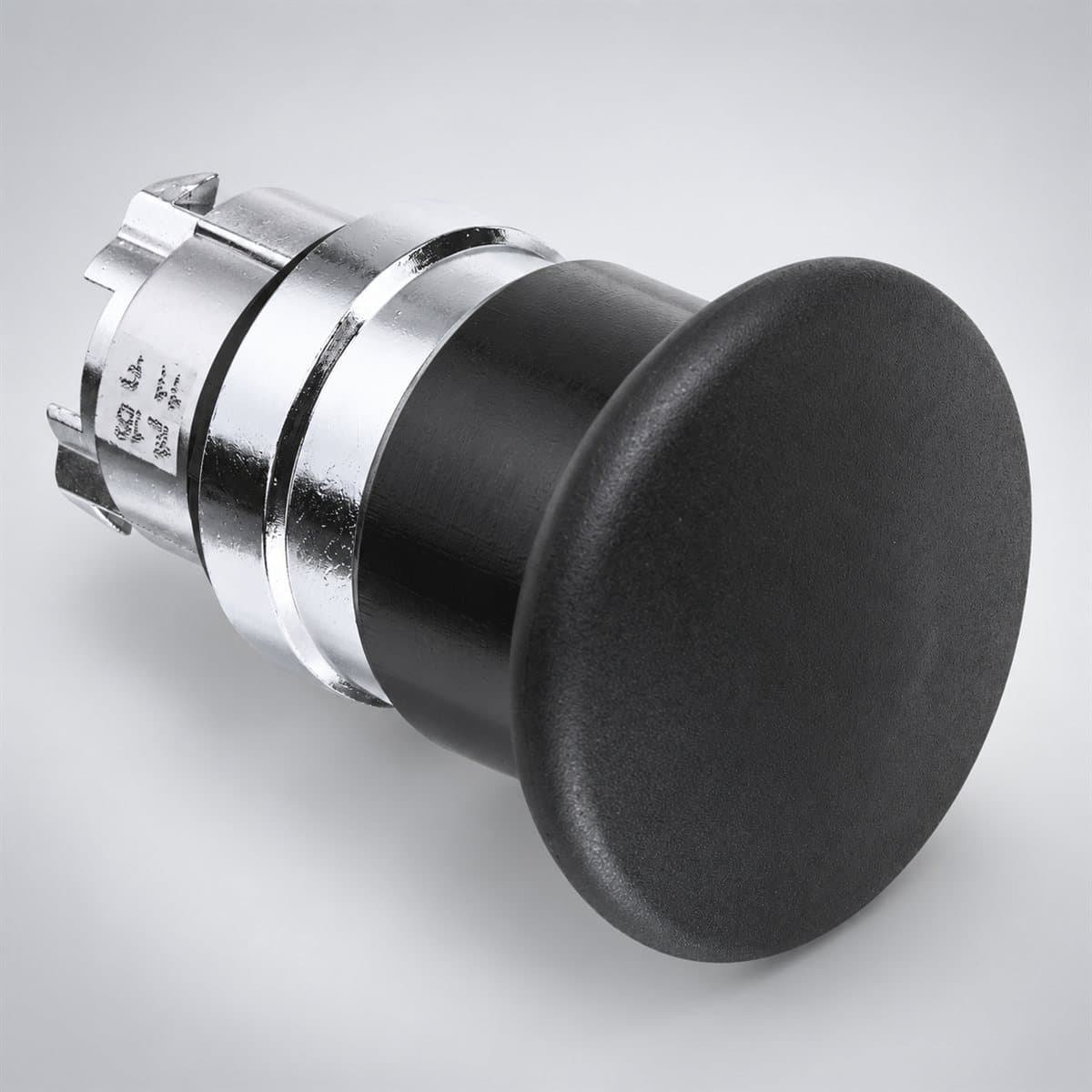 Đầu nút nhấn đầu nấm Harmony XB4 Schneider chụp góc nghiêng 3/4, thấy rõ mặt và cạnh bên