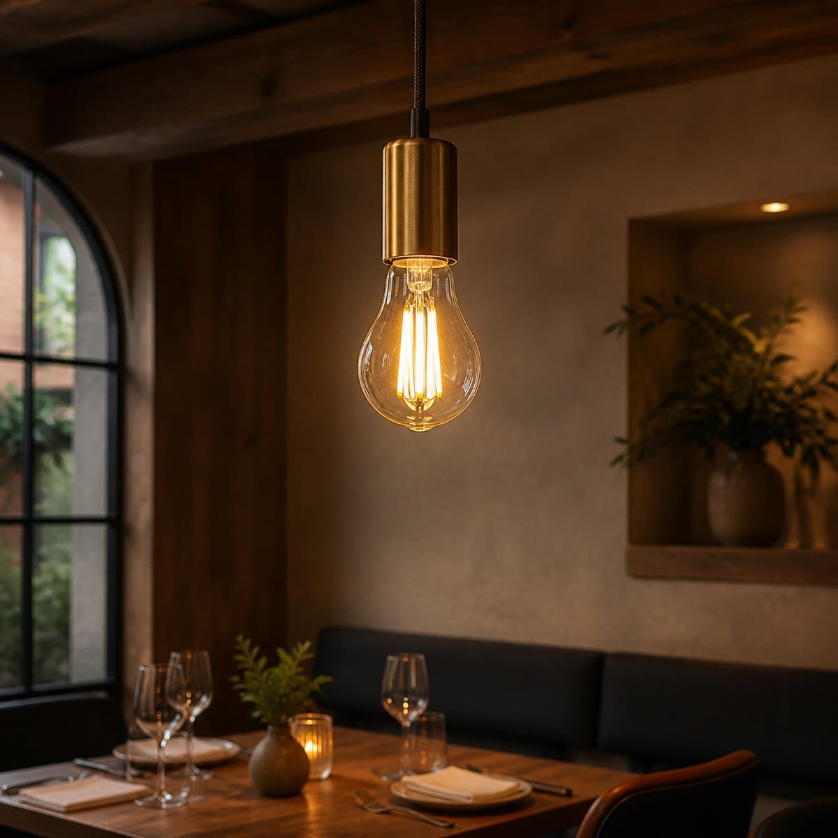 LED FILAMENT đã lắp đặt, đang chiếu sáng
