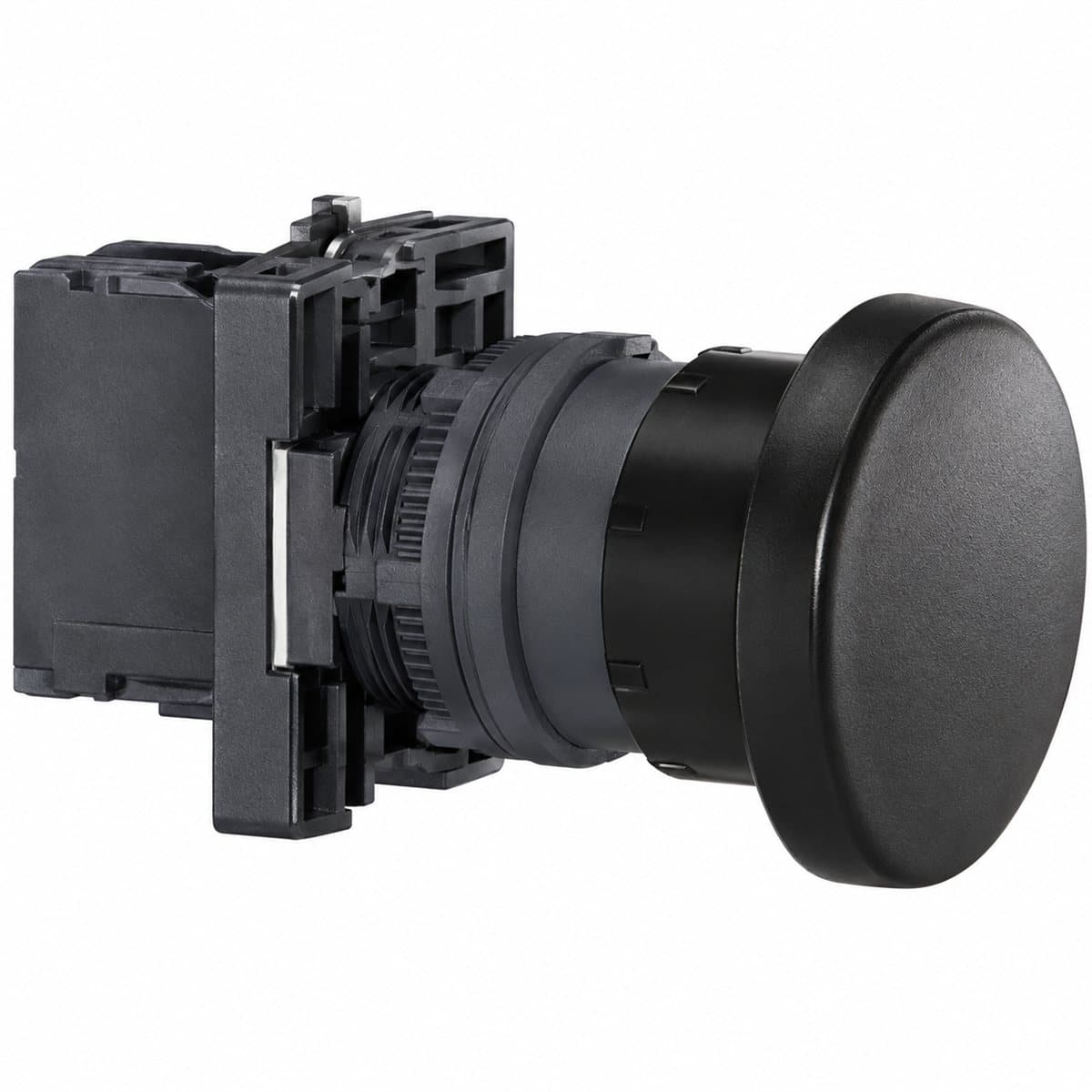 Nút nhấn đầu nấm Harmony XA2 Ø22 Schneider trên nền trắng, ảnh sản phẩm chính diện