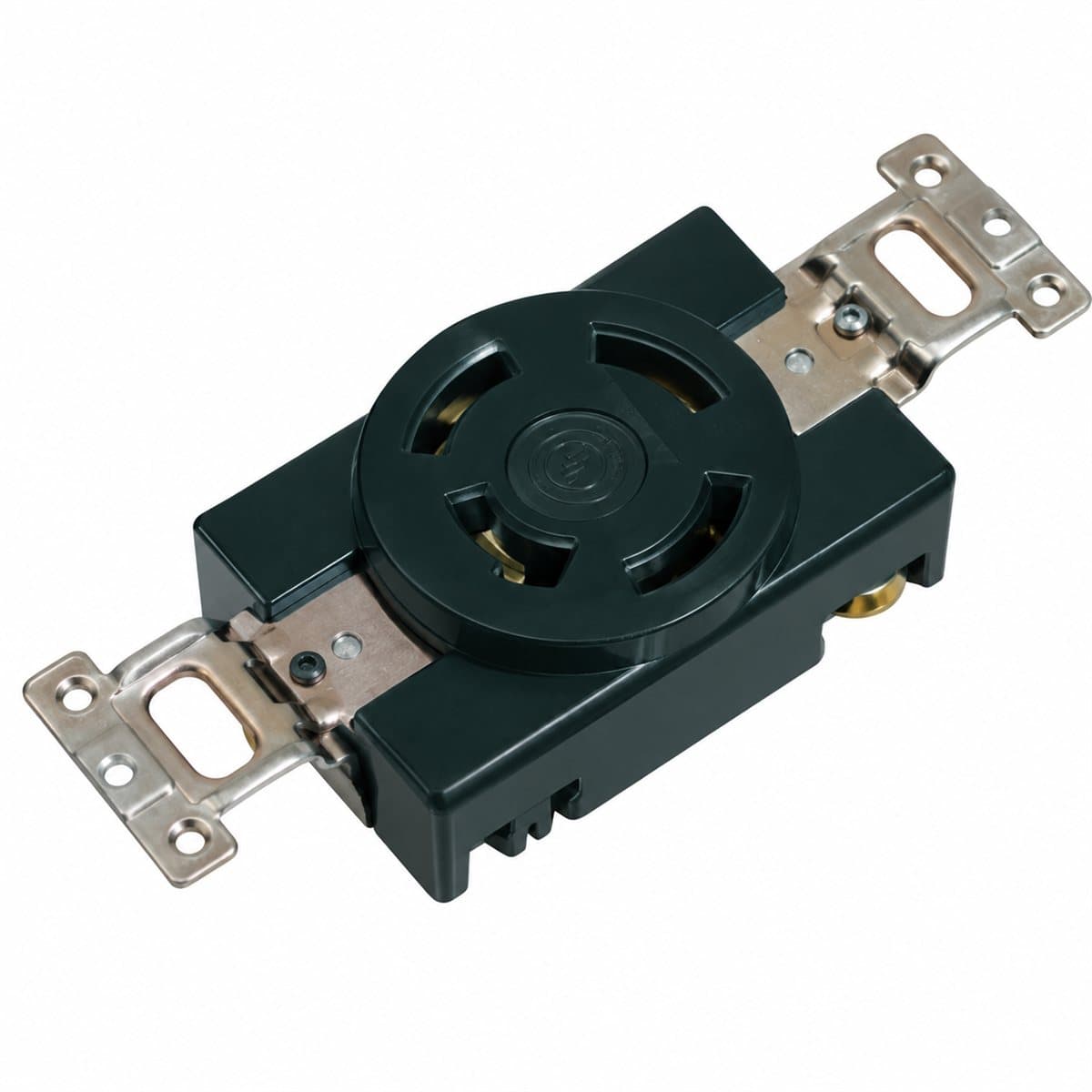 Ổ cắm locking công nghiệp Panasonic trên nền trắng, ảnh sản phẩm chính diện