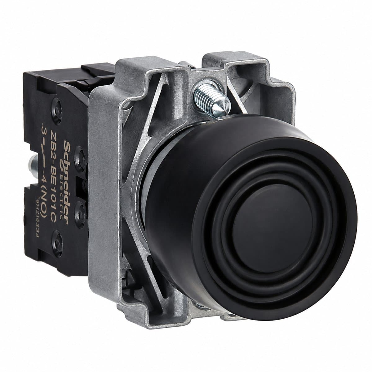 Nút nhấn chụp cao su trọn bộ Easy Harmony XB2 Schneider trên nền trắng, ảnh sản phẩm chính diện