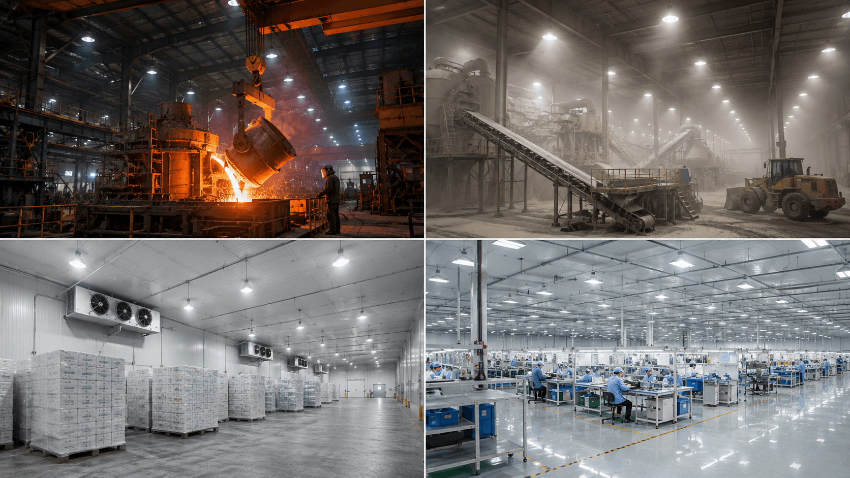 Điều kiện vận hành ảnh hưởng đến việc lựa chọn đèn LED Highbay cho nhà xưởng.
