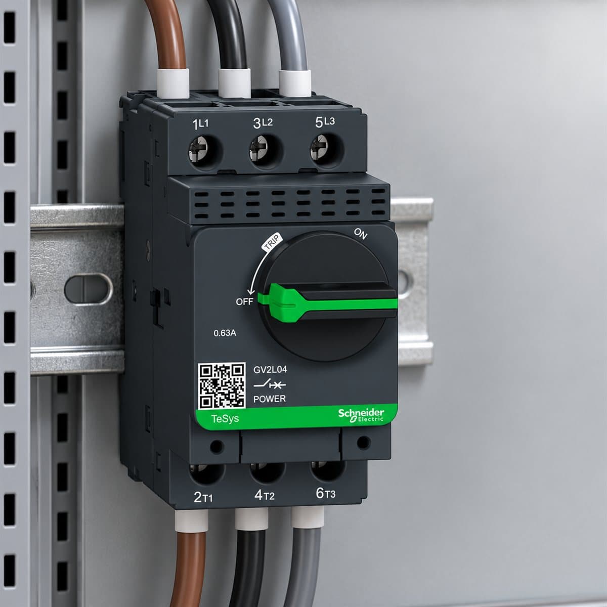 CB bảo vệ động cơ loại từ TeSys GV2L tay xoay Schneider đã lắp đặt trong nhà