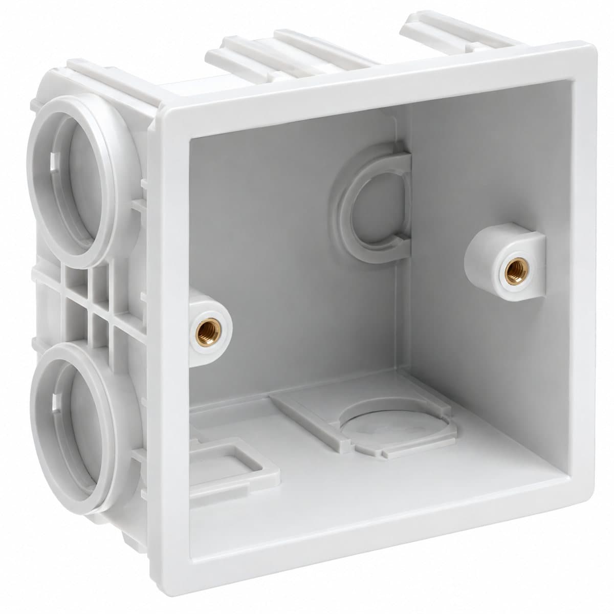 Hộp âm đơn vuông ghép nối chống cháy chuẩn BS Panasonic trên nền trắng, ảnh sản phẩm chính diện