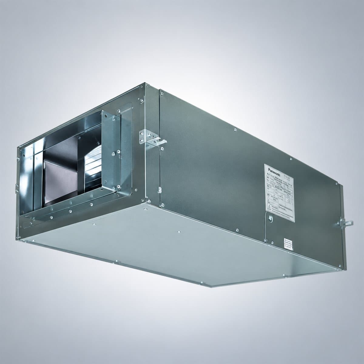 Quạt hút Cabinet độ ồn thấp Panasonic chụp góc nghiêng 3/4, thấy rõ mặt và cạnh bên
