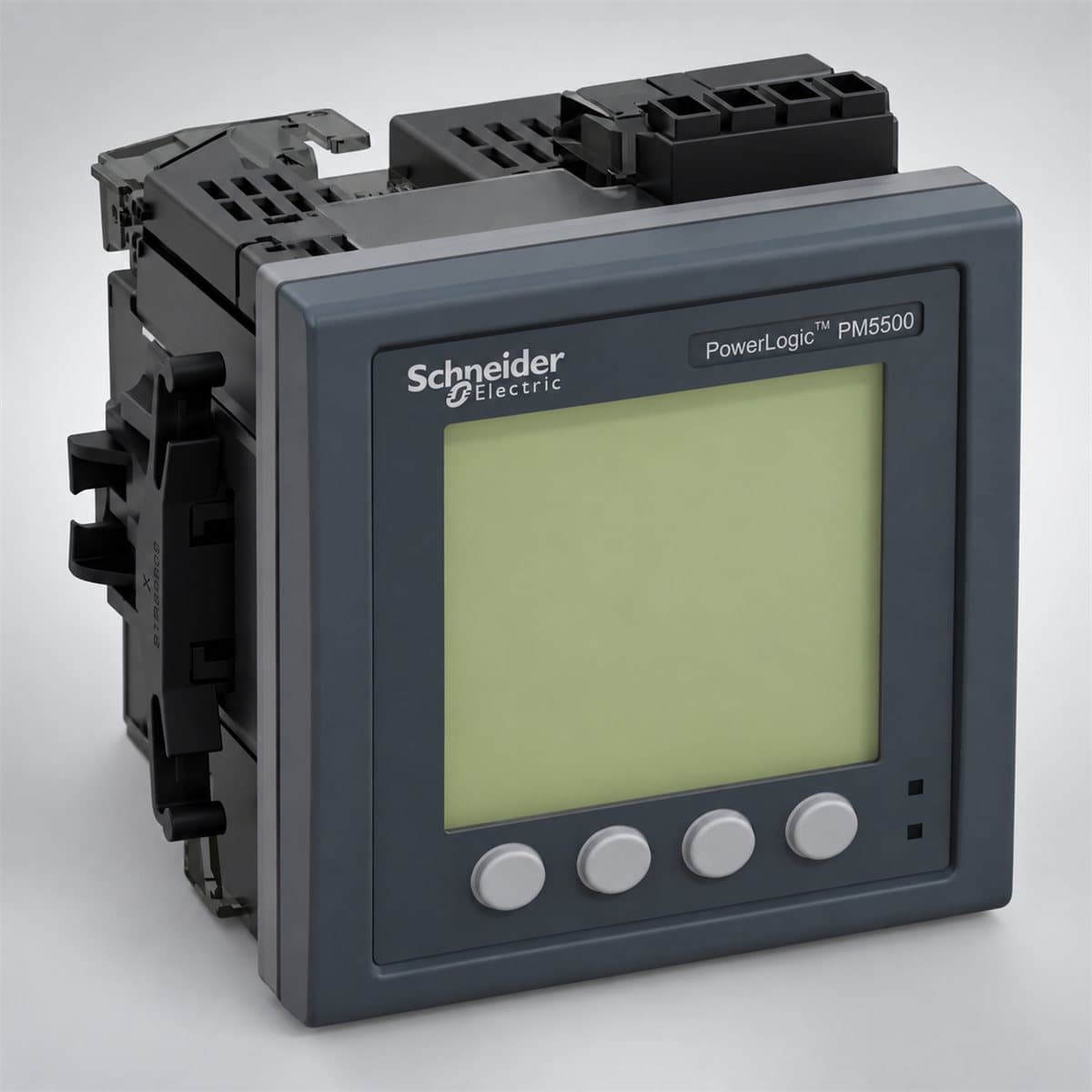 Đồng hồ đa năng PowerLogic PM5560 Schneider chụp góc nghiêng 3/4, thấy rõ mặt và cạnh bên