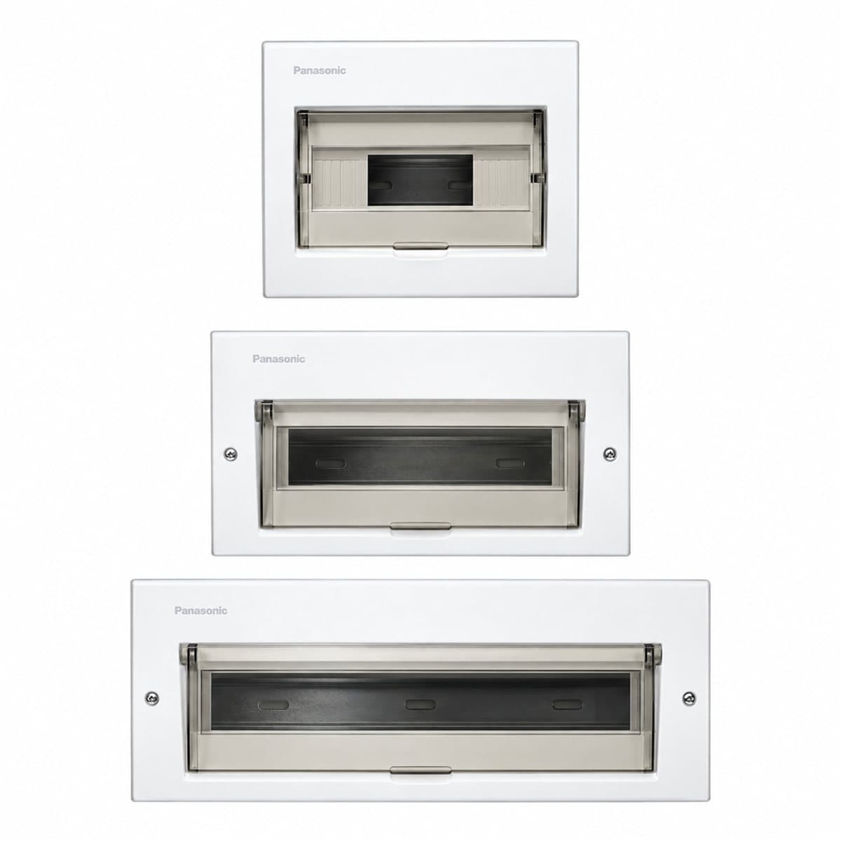 Tủ điện mặt - đế kim loại Panasonic trên nền trắng, ảnh sản phẩm chính diện
