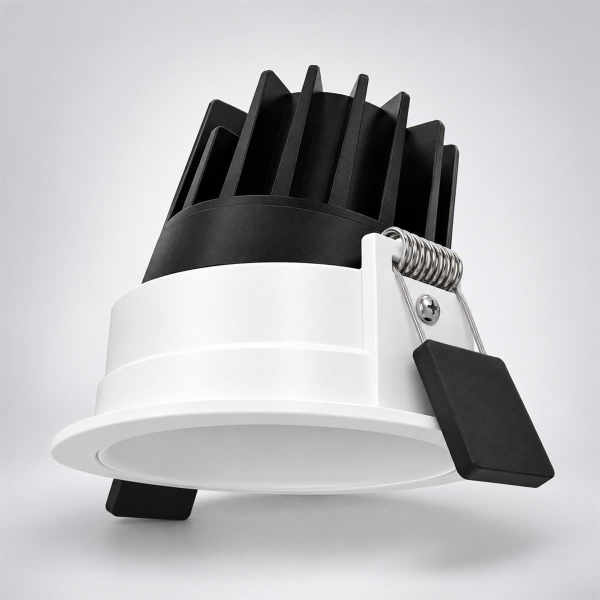 Đèn Spotlight âm trần 10W chỉnh hướng 40° Tunable white Lumi chụp góc nghiêng 3/4, thấy rõ thân và cạnh bên