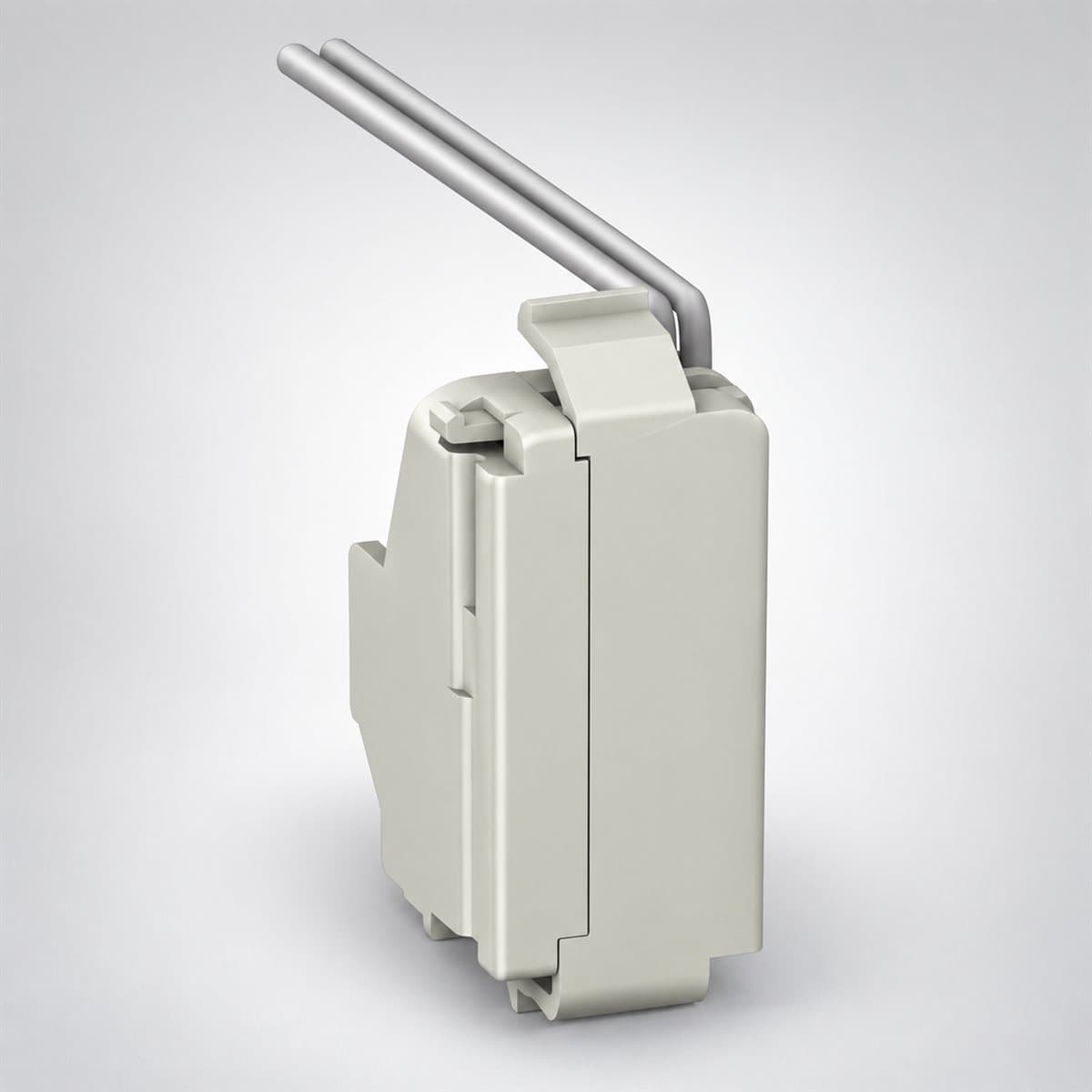 Cuộn shunt (STH) cho EasyPact EZC100 Schneider chụp góc nghiêng 3/4, thấy rõ mặt và cạnh bên