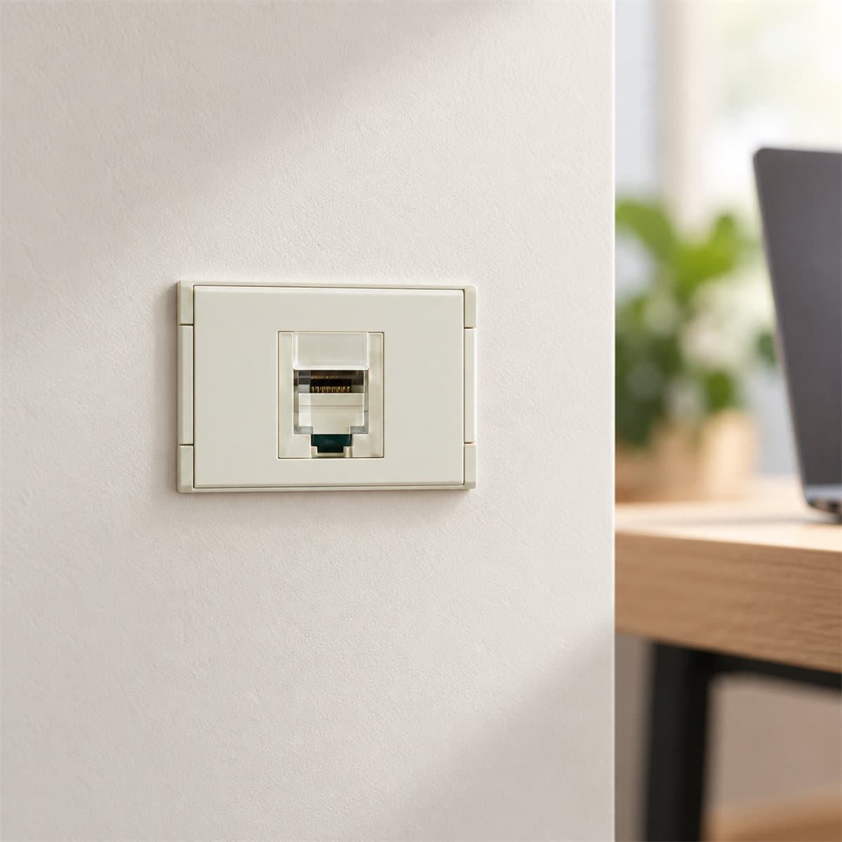 Ổ cắm mạng S-Flexi size S Schneider đã lắp đặt trong nhà