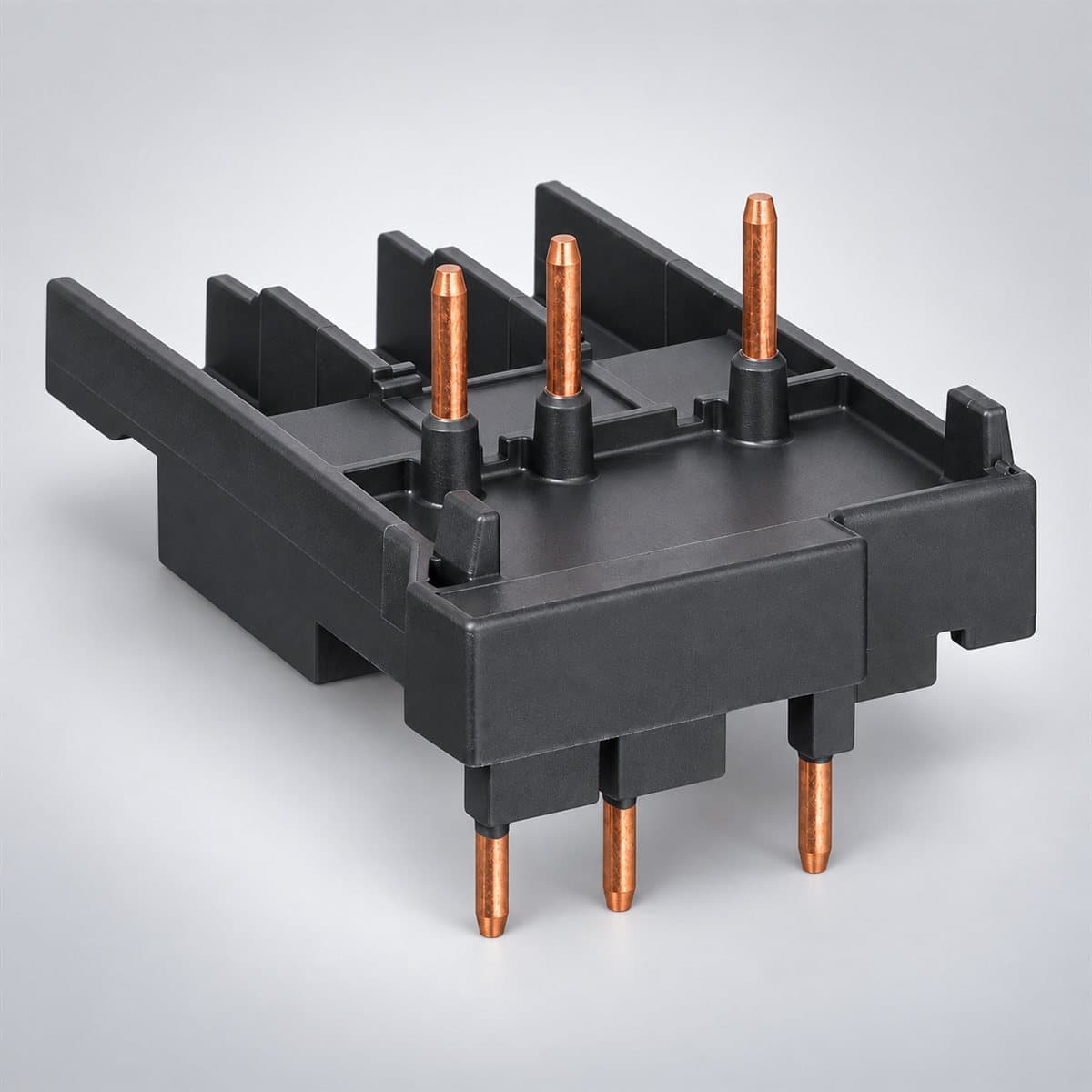 Khối kết nối TeSys GV2 với contactor Schneider chụp góc nghiêng 3/4, thấy rõ mặt và cạnh bên