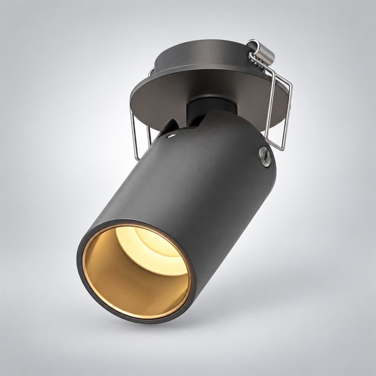 Đèn Spotlight âm trần xoay góc 7W 24° Lumi chụp góc nghiêng 3/4, thấy rõ thân và cạnh bên